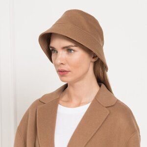 NEW s' max mara apina panelled wool bucket hat camel wool cap size 58 brim hat